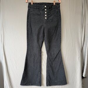 American Eagle Womens Stretch Super Hi Rise Flare Corduroy Pants 8 Grey Hippie